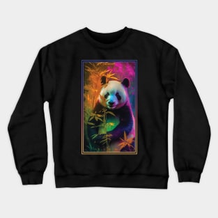 Panda Vibrant Tropical Flower Tall Digital Oil Painting Portrait Crewneck Sweatshirt